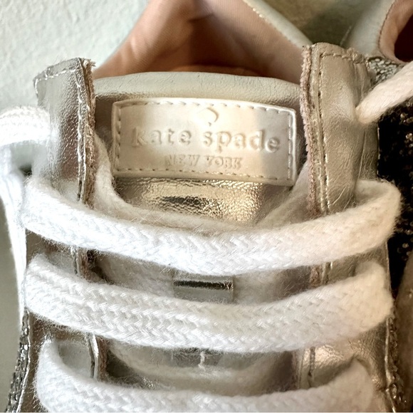 Kate Spade Felicia Glitter Sneakers Womens 5 Silver Leather - Picture 6 of 16